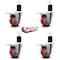 Service Caster 3.5'' Red Poly Swivel 1-3/4'' Expanding Stem Caster Set Total Lock Brake, 4PK SCC-EXTTL20S3514-PPUB-RED-134-4 - alternate 3